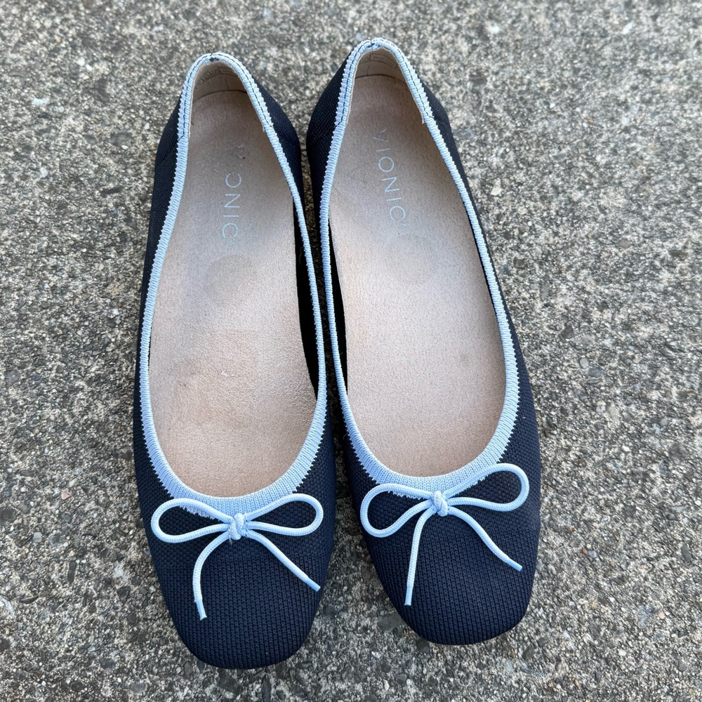 Vionic Klara Ballet Flats Navy Knit Women’s 6.5 Comfort Arch Support - Picture 3 of 6
